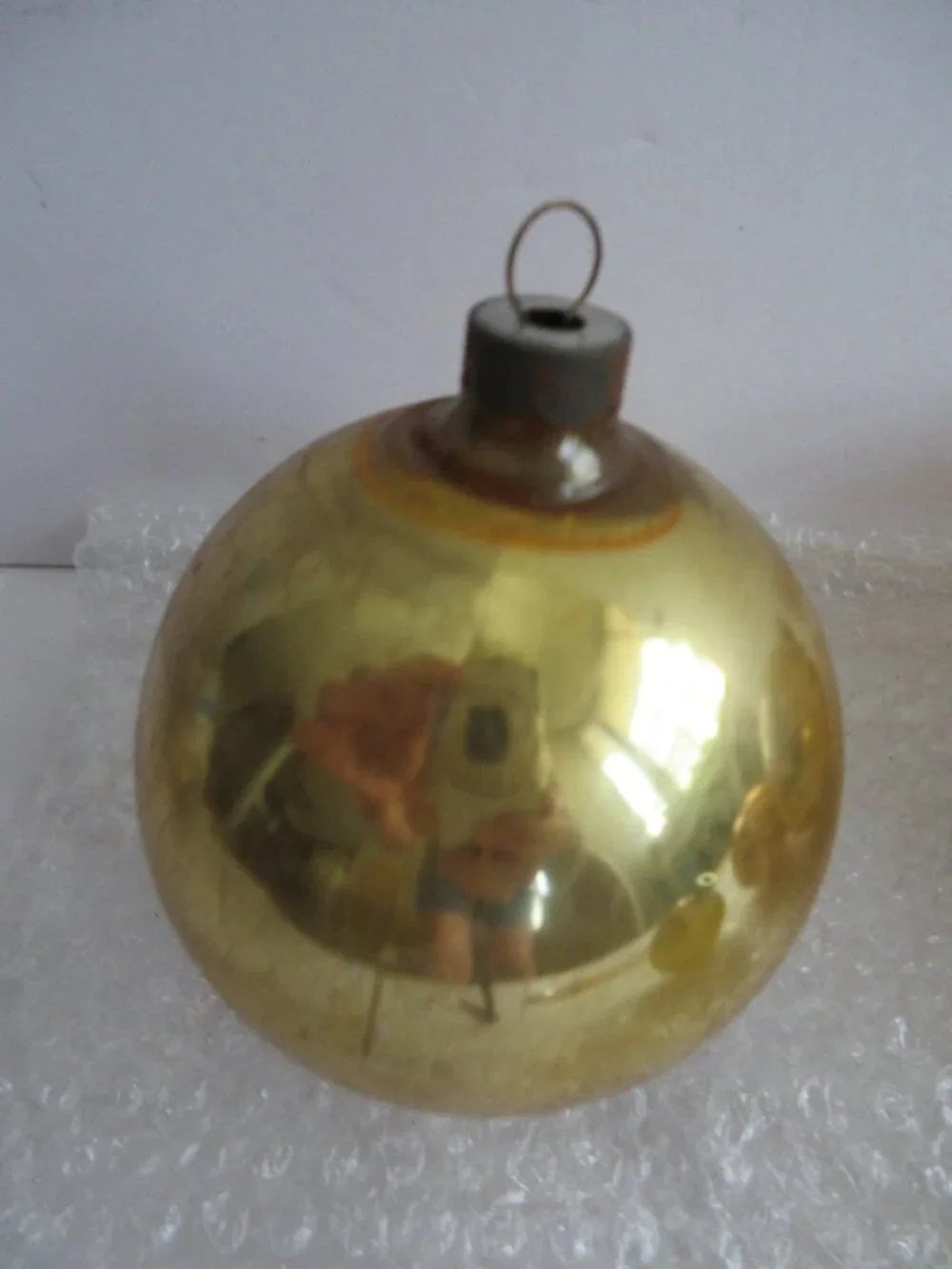 Glass Christmas Ornaments Vintage Made in USA Glitter Stencil & Solids Lot of 4